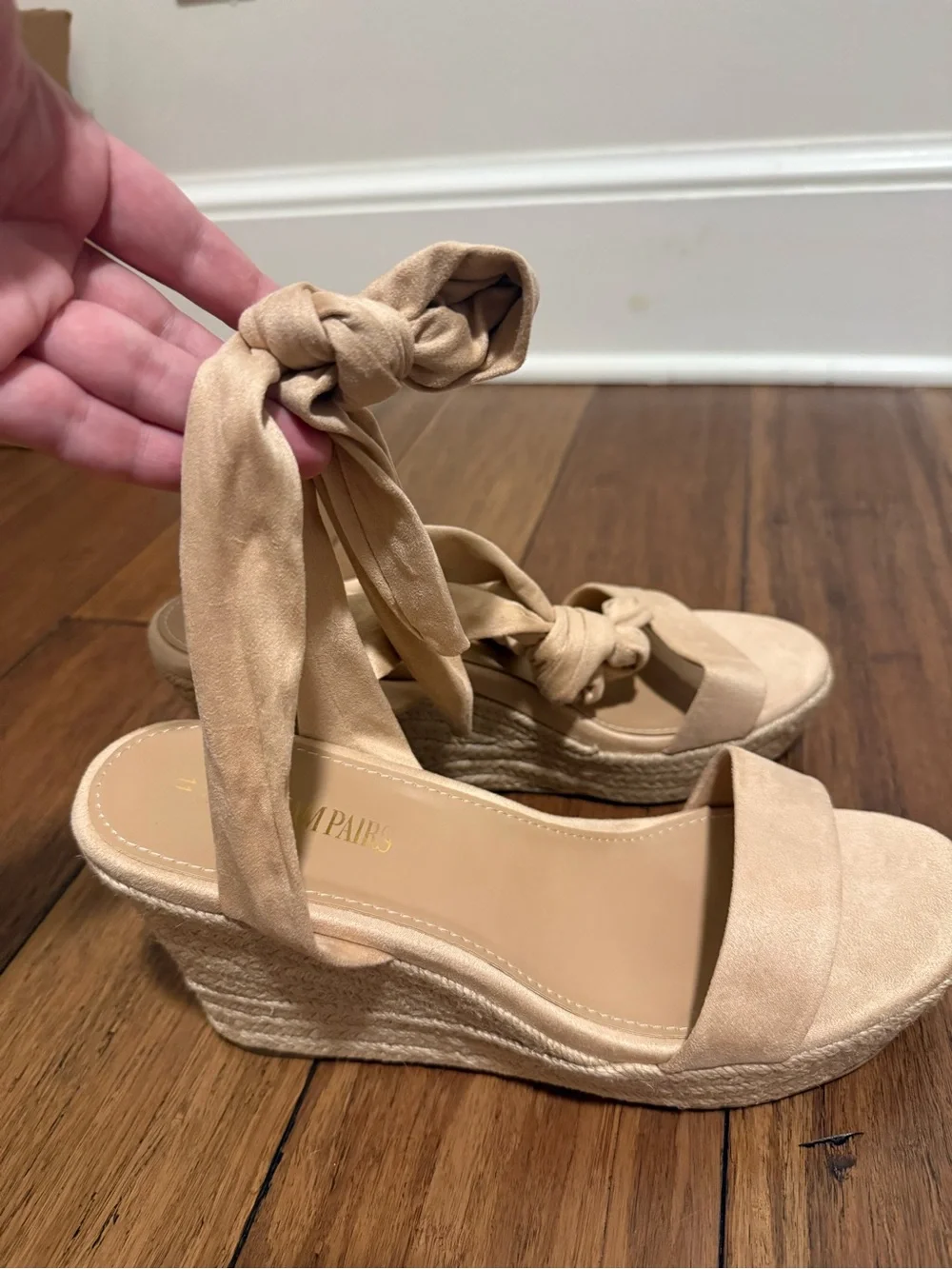 DREAM PAIRS Women's Espadrille Wedge Sandals, Size 11, Nude
